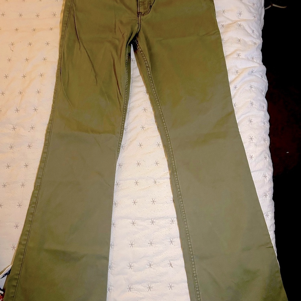 Olive green wide leg jeans